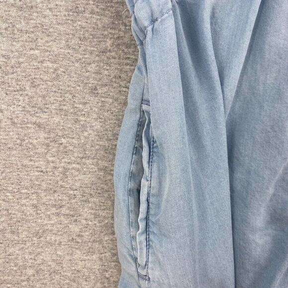 Thread & Supply Shirt Dress Women Medium Blue Button Up Drawstring Waist Pockets - Picture 7 of 14